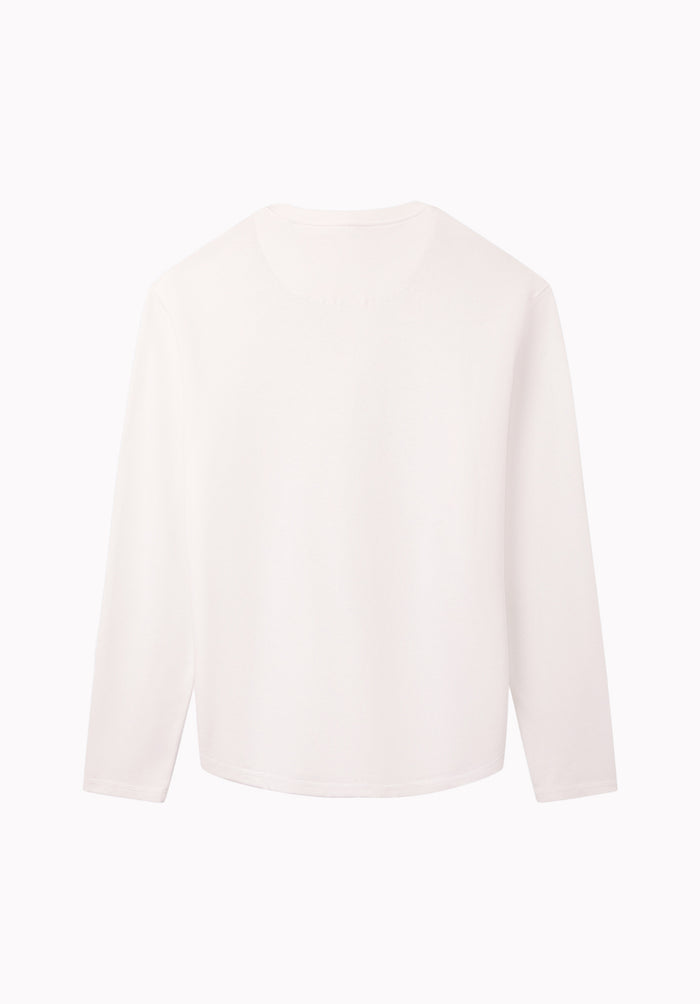 Kambo Men's Ribbed Long Sleeve Henley, White - BM24974