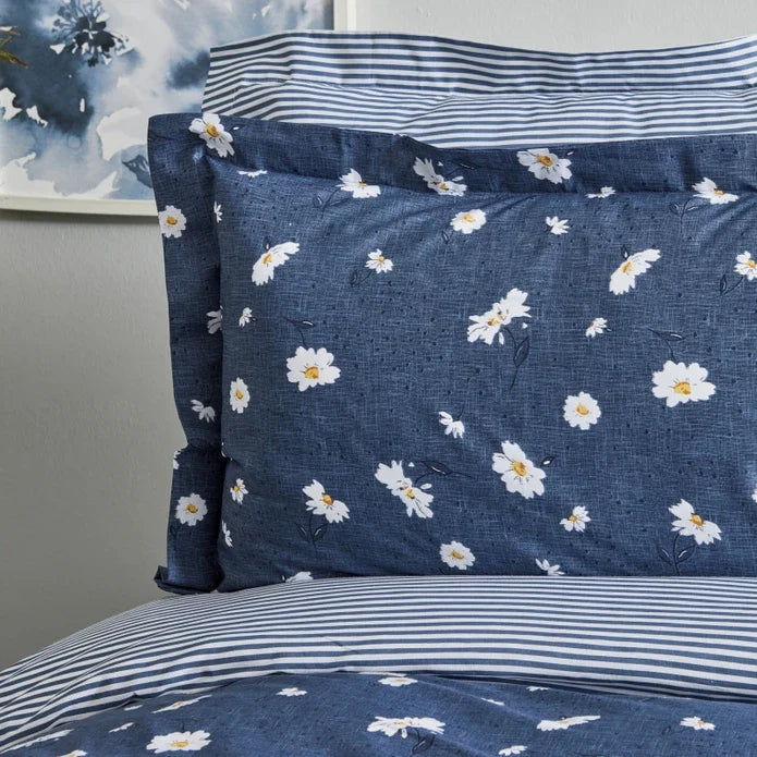 Karaca Home Daisy Housse de Couette 100% Coton Taille Simple Indigo