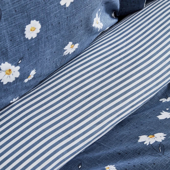 Karaca Home Daisy Housse de Couette 100% Coton Taille Simple Indigo