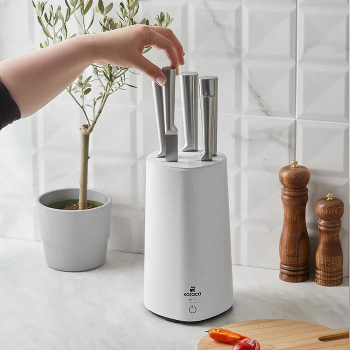 Karaca Meister Set de Couteaux avec Support Stérilisateur Blanc