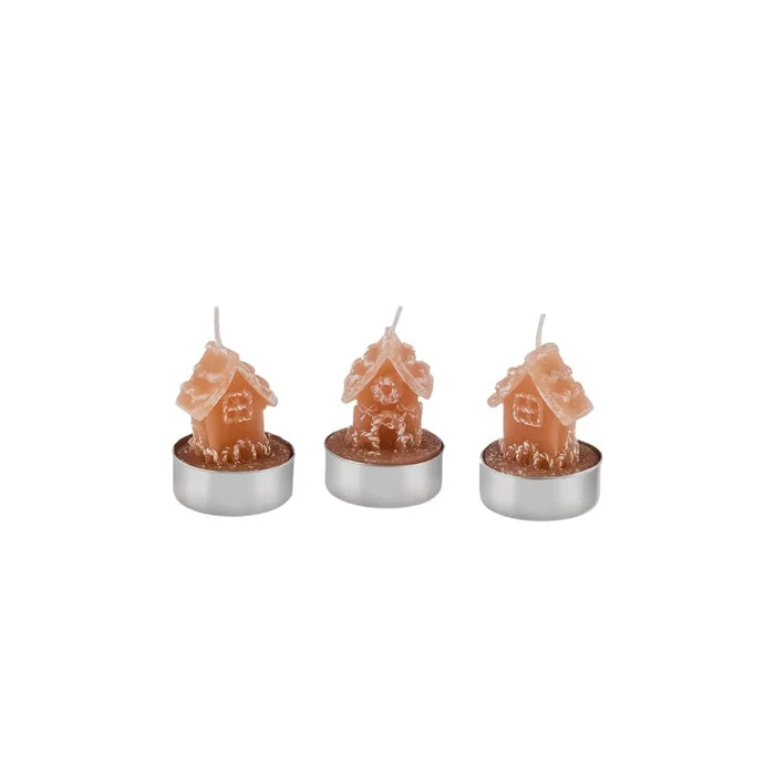 Bougie à réchaud Mum Karaca Noël Ginger House 3 pièces, 18X5X6 cm