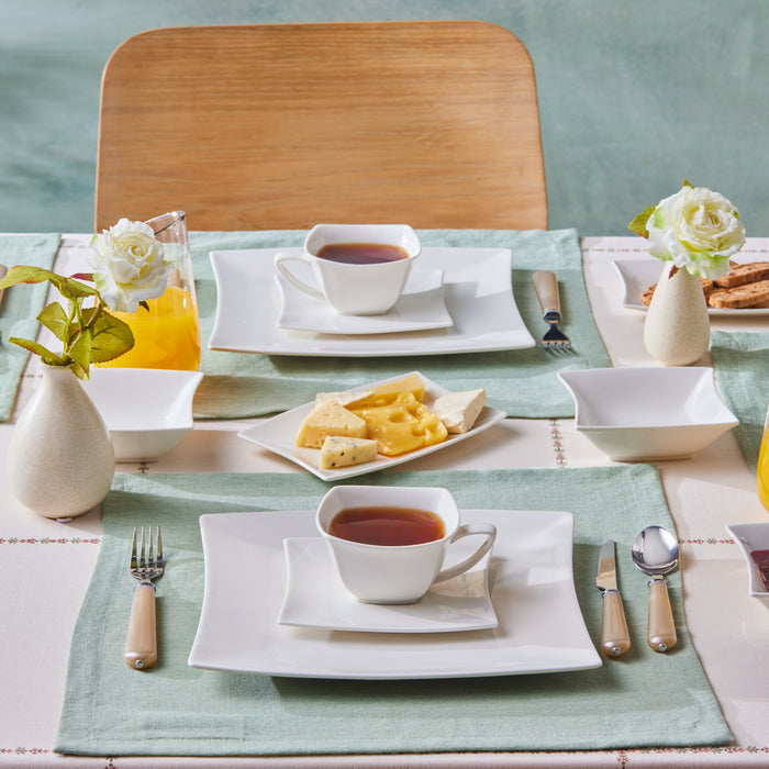 Karaca Stream Pure Perfect Blanc 32 Pièces Service de Petit Déjeuner 6 Personnes Carré