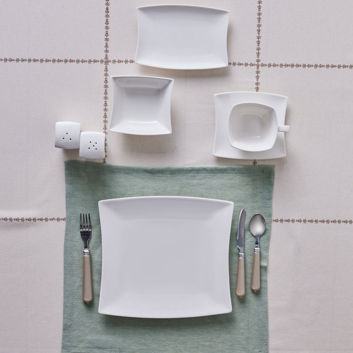 Karaca Stream Pure Perfect Blanc 32 Pièces Service de Petit Déjeuner 6 Personnes Carré