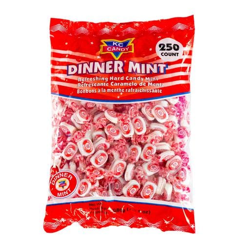 KC Dinner Mint 250 Units / 1.08 kg Keep your breath fresh with this refreshing mint hard candy. Ideal to consume after lunch or dinner-233551 Hannah's Variety Store