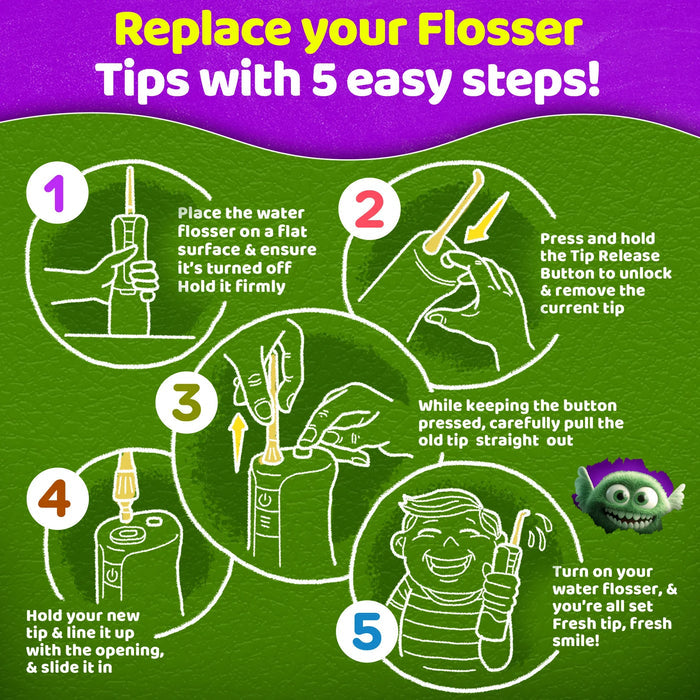 Kids Water Flosser Replacement Tips 6-Pack