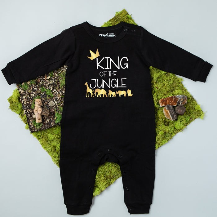 "King of the Jungle" Wild Themed Long Sleeve Romper