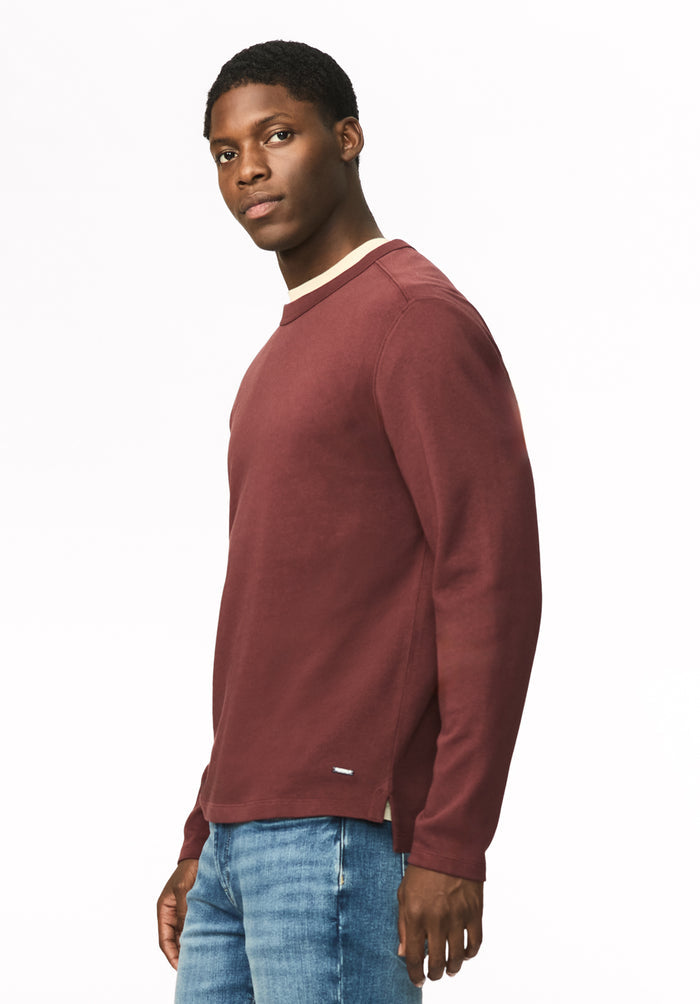 Kitchell Men's Ribbed Long Sleeve Top, Red Mahogany - BM24973