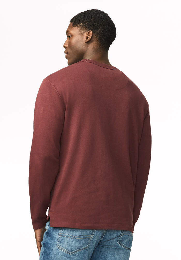 Kitchell Men's Ribbed Long Sleeve Top, Red Mahogany - BM24973