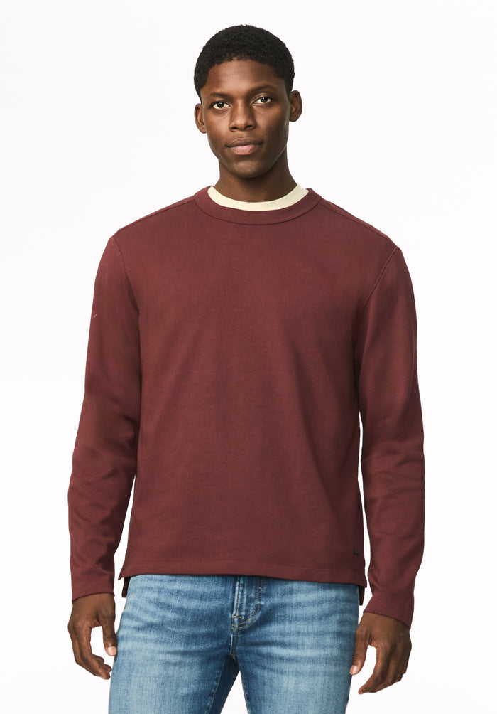 Kitchell Men's Ribbed Long Sleeve Top, Red Mahogany - BM24973