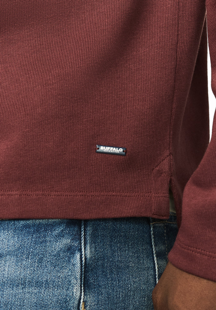 Kitchell Men's Ribbed Long Sleeve Top, Red Mahogany - BM24973