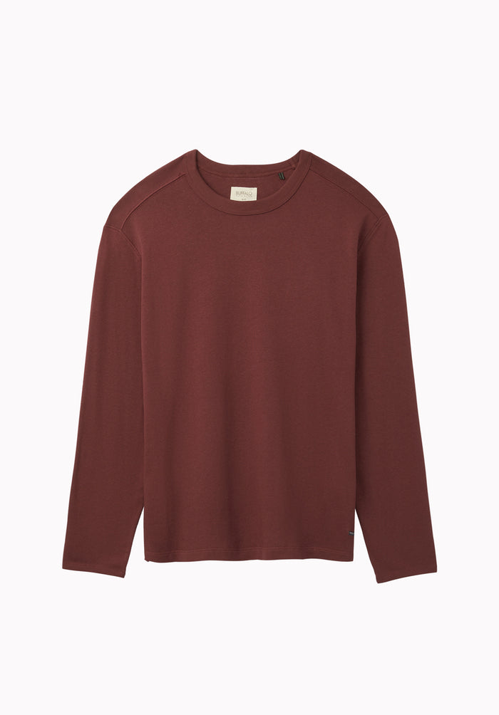 Kitchell Men's Ribbed Long Sleeve Top, Red Mahogany - BM24973