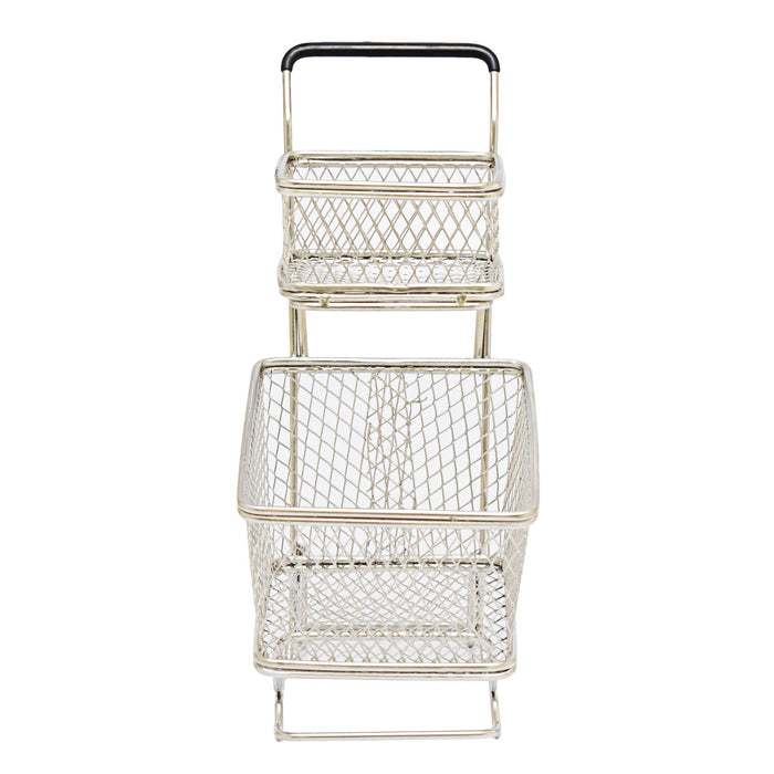 Kitchen Life Double Basket Shopping Trolley Silver
