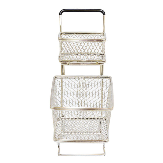 Kitchen Life Double Basket Shopping Trolley Silver