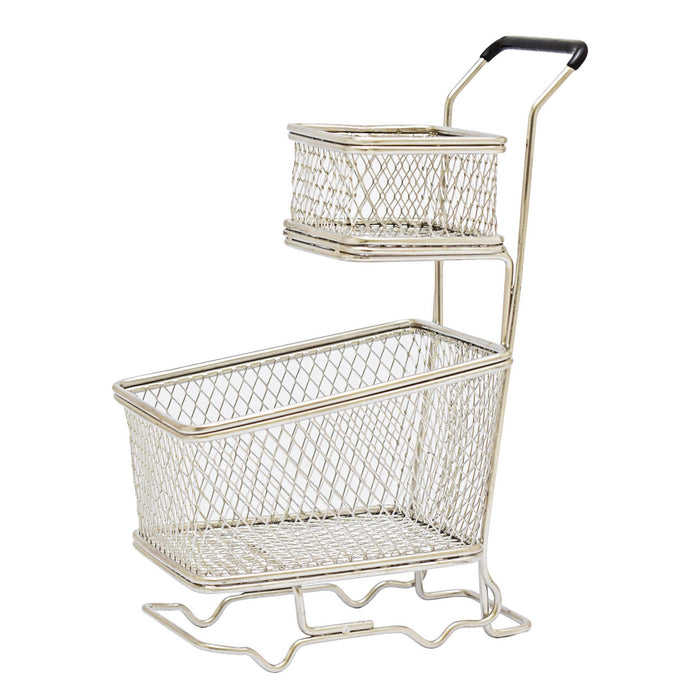 Kitchen Life Double Basket Shopping Trolley Silver