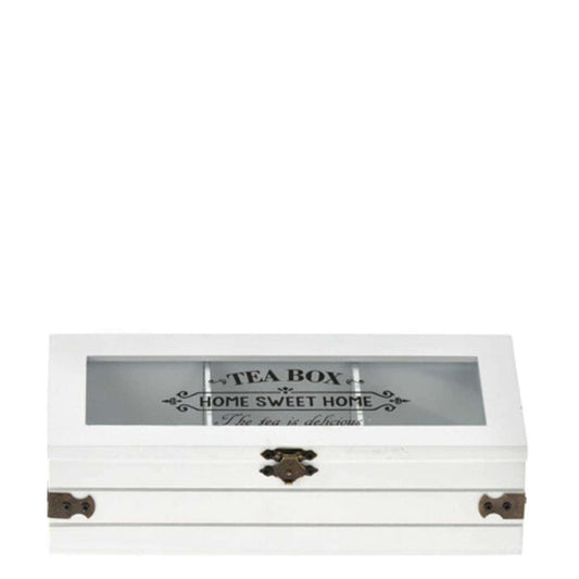 Kitchen Life Wooden Home Sweet Home Tea Box 24cm - White