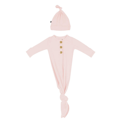 Kyte Baby Knotted Gown with Hat Set in Blush