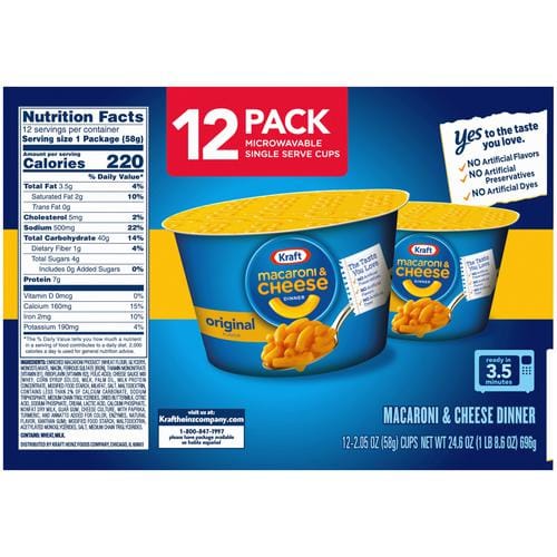 Kraft Easy Mac and Cheese Cups 12 Units / 58 g / 2.05 oz Kids and adults love the delicious taste and creamy texture of macaroni pasta with cheesy goodness-20263 Hannah's Variety Store