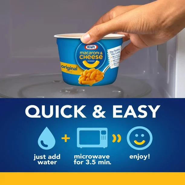 Kraft Easy Mac and Cheese Cups 12 Units / 58 g / 2.05 oz Kids and adults love the delicious taste and creamy texture of macaroni pasta with cheesy goodness-20263 Hannah's Variety Store