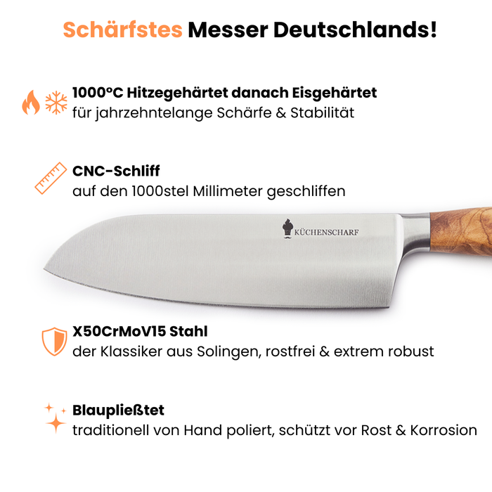 Küchenscharf Santoku 16 cm (100% Solinger Handwerkskunst)