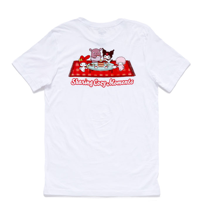 Kuromi Adult Sharing Cozy Moments Tee (White) Apparel Mad Engine Global LLC