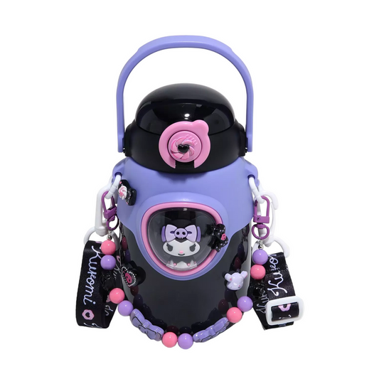 Kuromi Travel Water Bottle With Lanyard Home Goods BIOWORLD