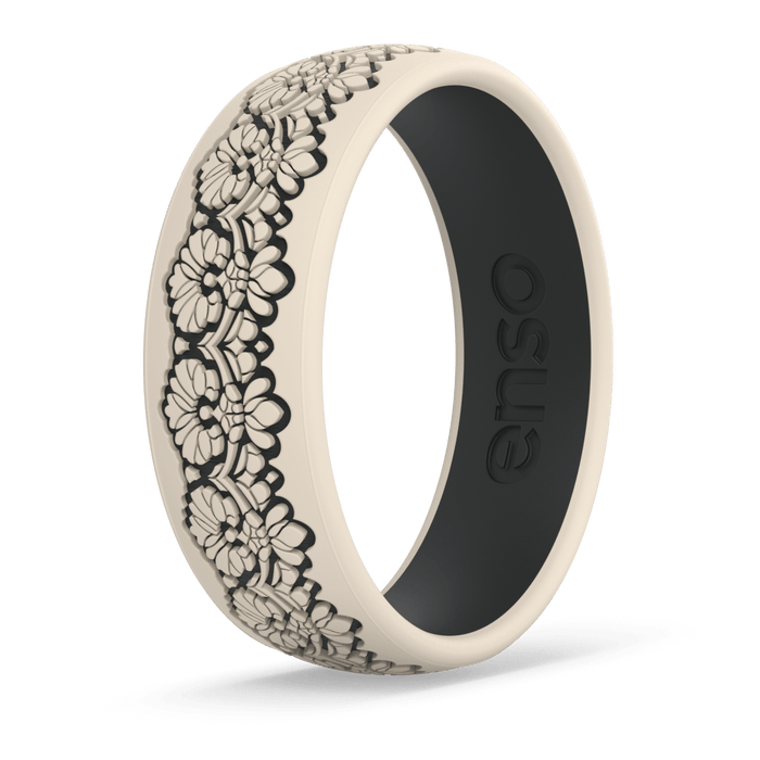 Etched Signature Silicone Ring - Lace Trim