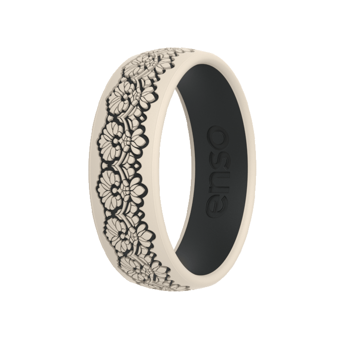 Etched Signature Silicone Ring - Lace Trim