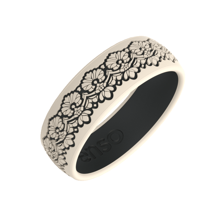 Etched Signature Silicone Ring - Lace Trim