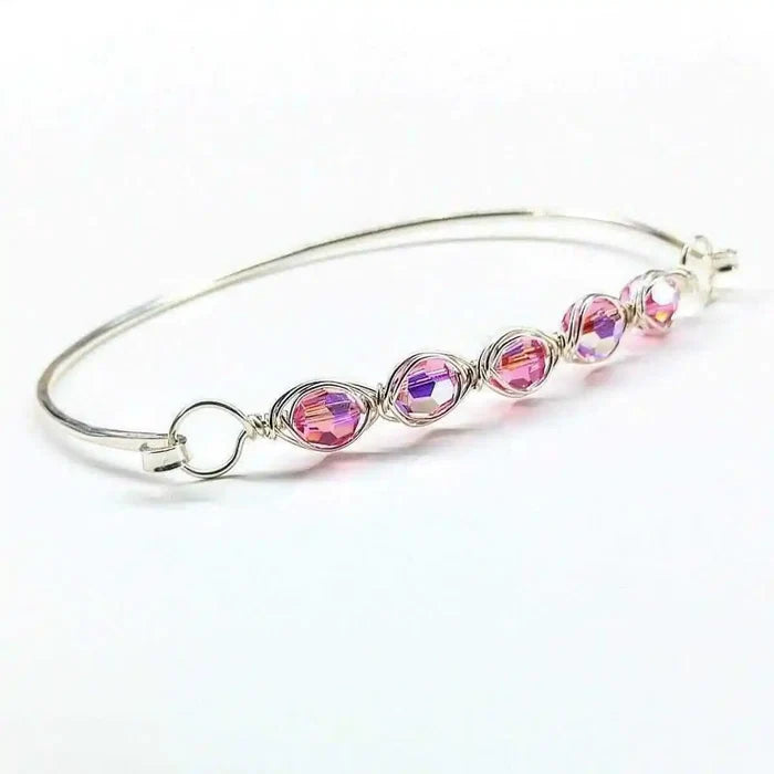 AMD1147-8 Large Wire Wrapped Silver Crystal Bar Bangle BraceletJewelryBracelet$ 61.00Alexa Martha Designs