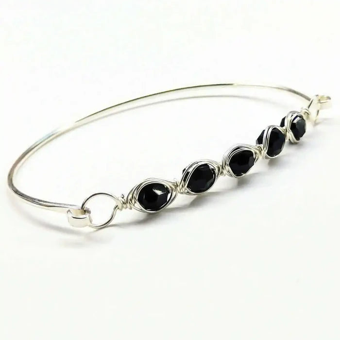 AMD1147-7 Large Wire Wrapped Silver Crystal Bar Bangle BraceletJewelryBracelet$ 56.00Alexa Martha Designs