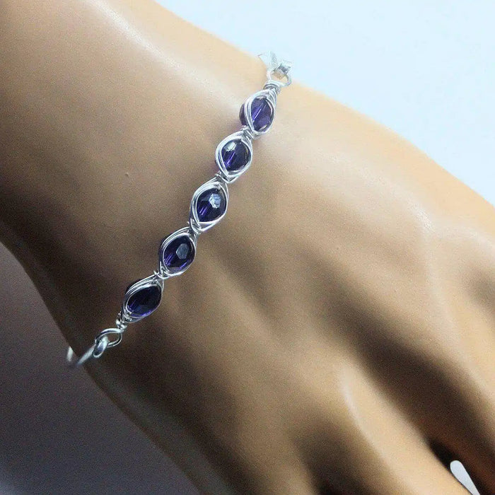 AMD1147-8 Large Wire Wrapped Silver Crystal Bar Bangle BraceletJewelryBracelet$ 61.00Alexa Martha Designs