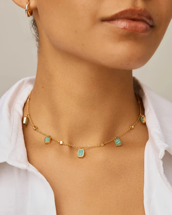 Lena Charm Choker | 18k Gold Plated/Amazonite Necklaces Missoma