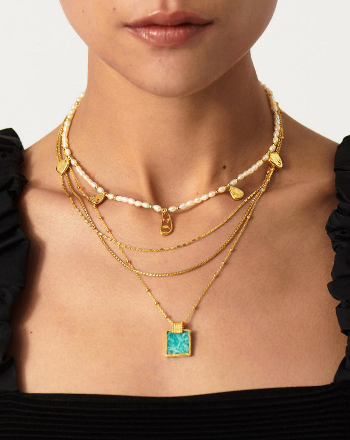 Lena Charm Necklace | 18k Gold Plated/Amazonite Necklaces Missoma