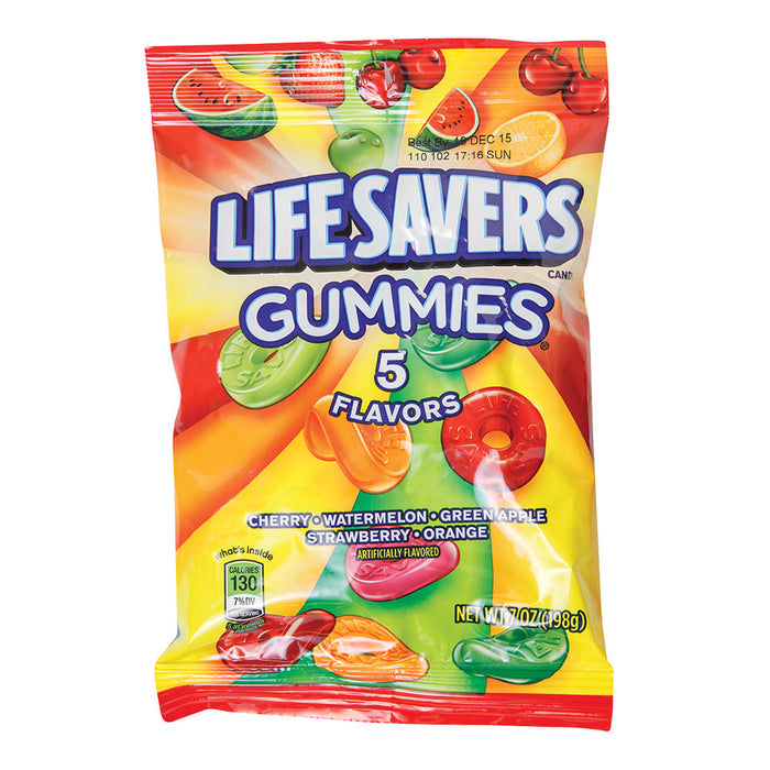 Lifesavers 5 Flavor Gummies 7oz Peg Bag - 12ct