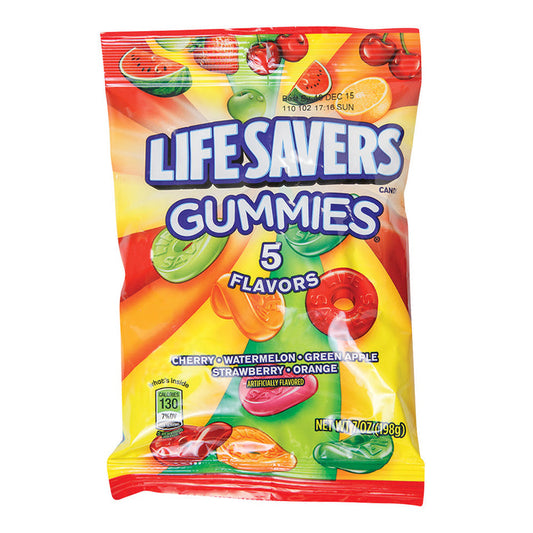 Lifesavers 5 Flavor Gummies 7oz Peg Bag - 12ct