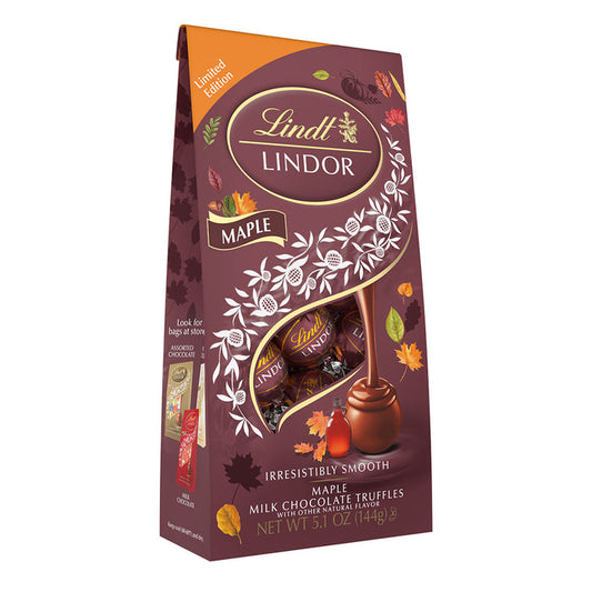 Lindt Lindor Milk Chocolate Maple Truffle Candy Bags - 6 Count