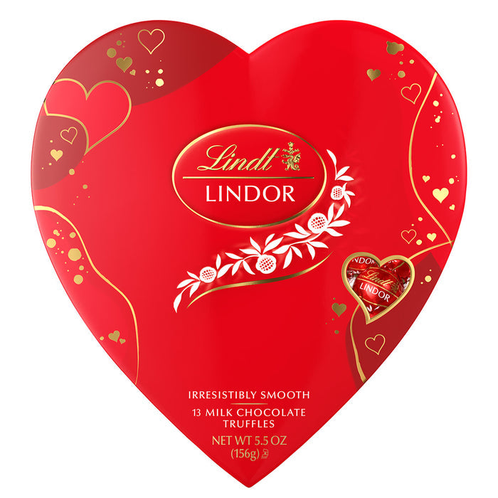 Lindt Lindor Milk Chocolate Truffle Candy Heart Box - 6 Count