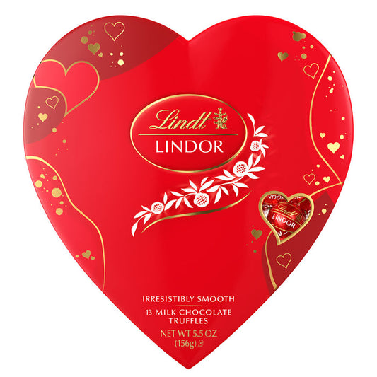 Lindt Lindor Milk Chocolate Truffle Candy Heart Box - 6 Count