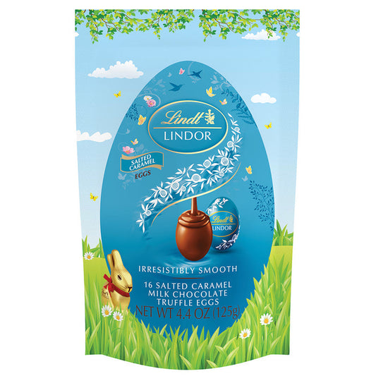 Lindt Lindor Salted Caramel Egg Candy Pouch - 8 Count