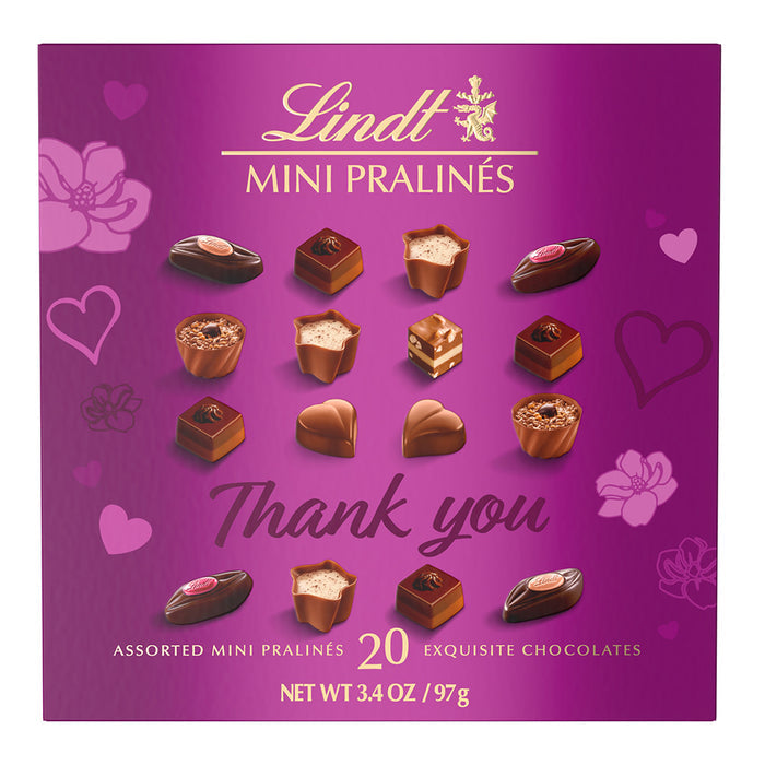 Lindt Mini Pralines Thank You Magenta Chocolate Box - 8 Count