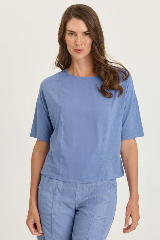 Wearables Lino Twill/Jersey Boat Neck Tee