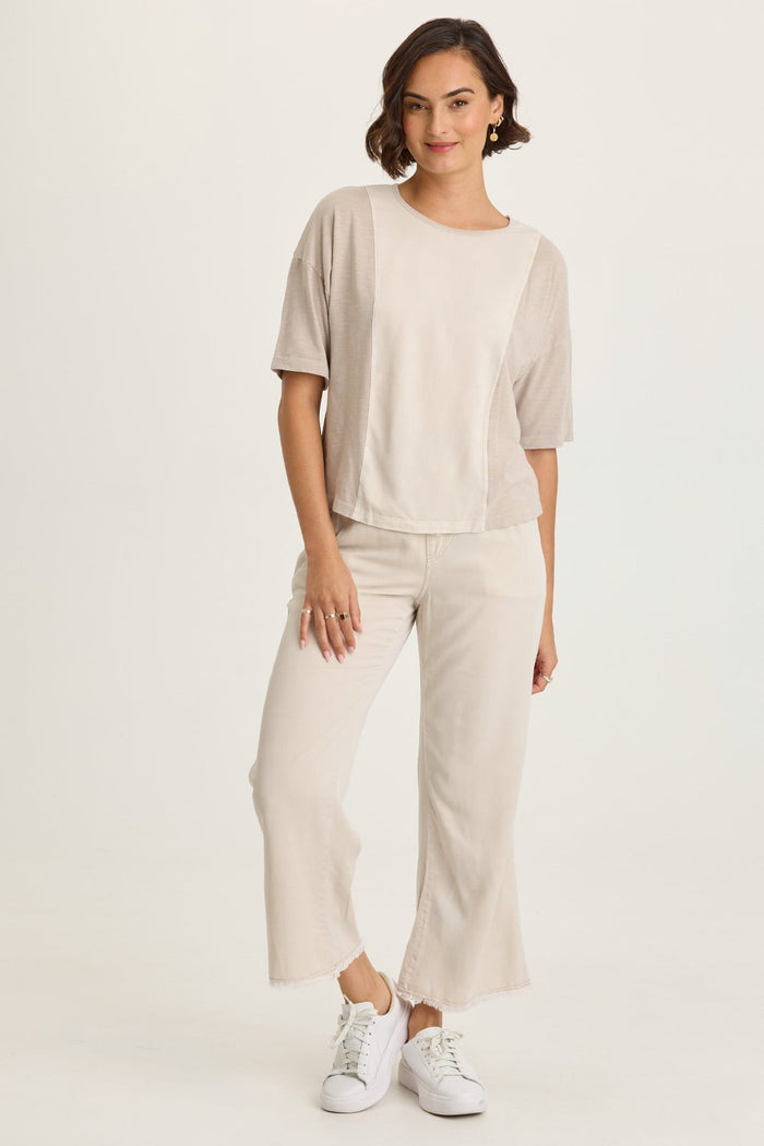 Wearables Lino Twill/Jersey Boat Neck Tee