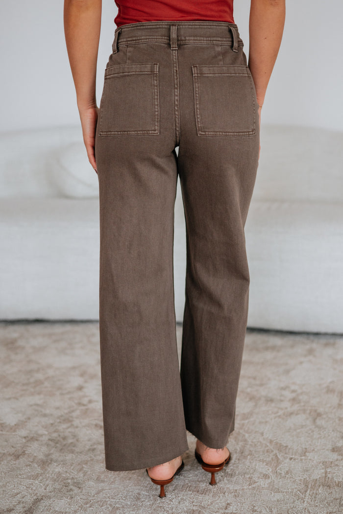 Linsley Wide Leg Pants - Mocha