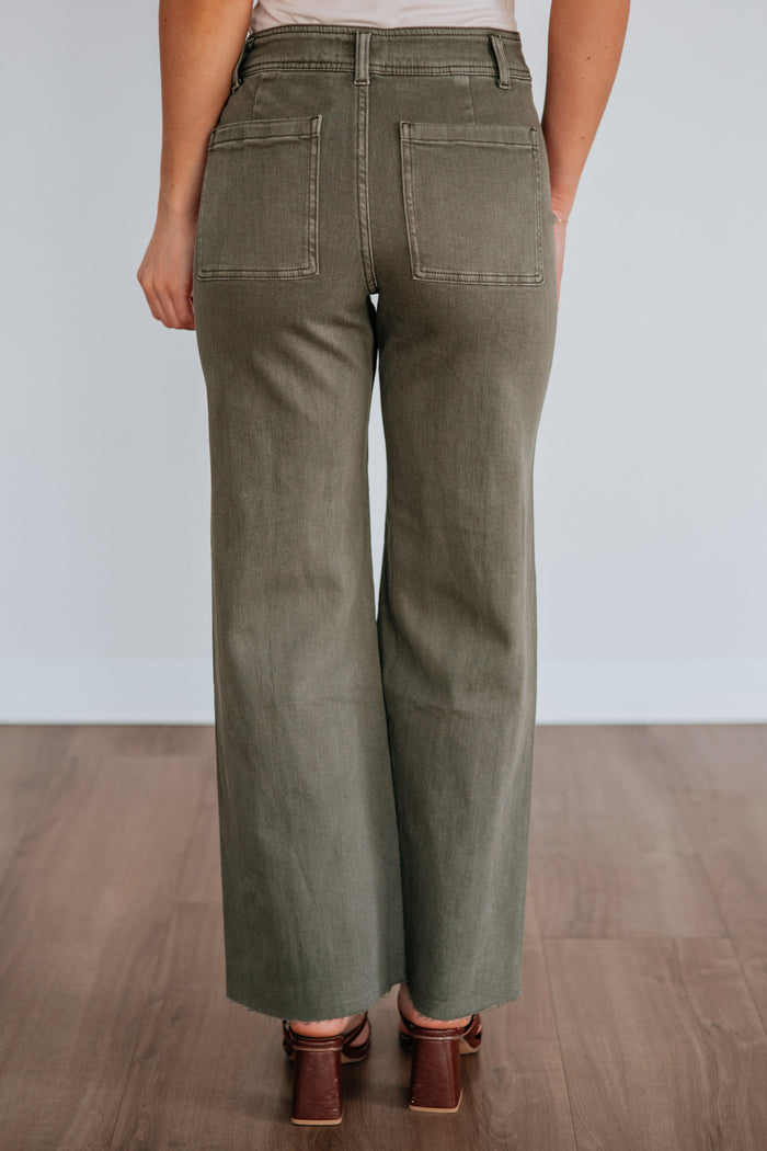 Linsley Wide Leg Pants - Olive