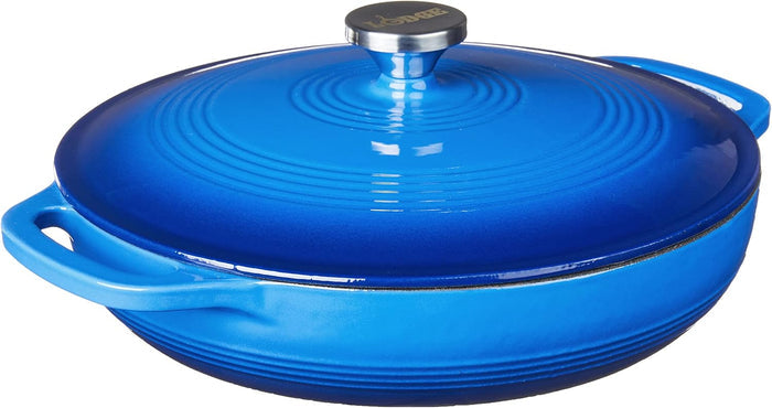 Lodge EC3CC33 Enameled Cast Iron Covered Casserole 3.6 Quart Blue