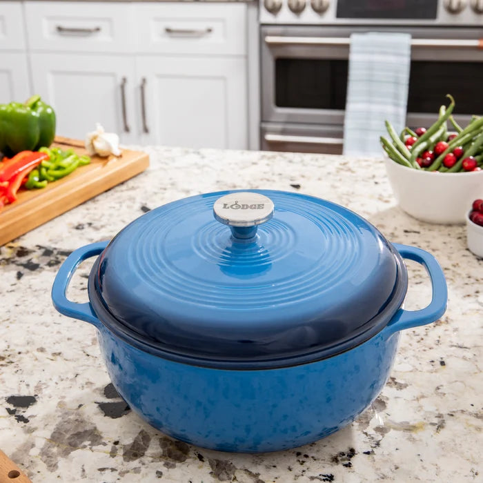 Lodge EC6D33 Enameled Cast Iron Dutch Oven 6 Quart Blue