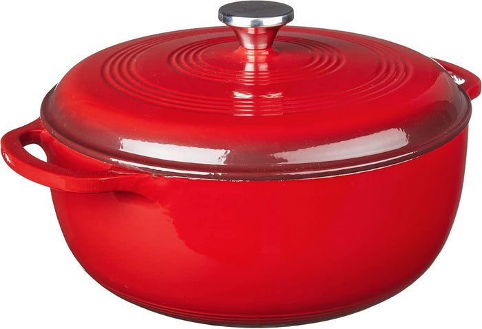 Lodge EC7D43 Enameled Cast Iron Dutch Oven 7.5Quart Island Spice Red