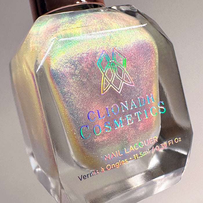 Macro shot of Lux Nail Lacquer bottle.