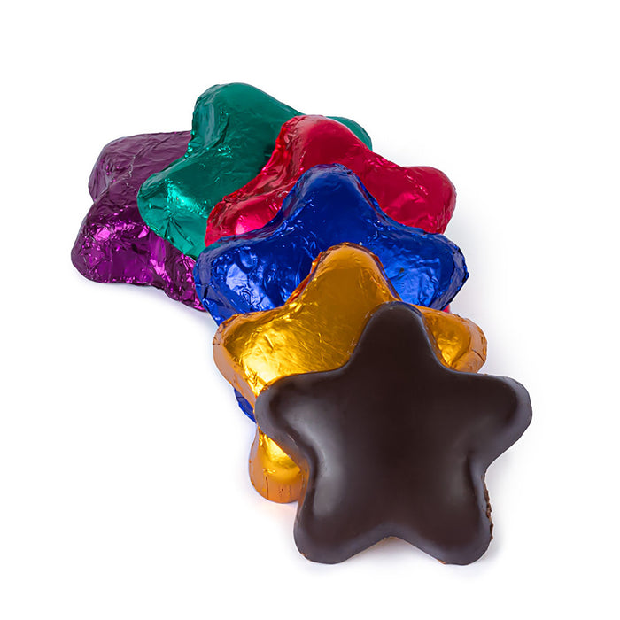 Madelaine Dark Chocolate Assorted Foil Star Candy - 10 LB