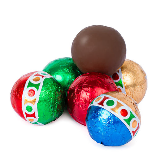 Madelaine Milk Chocolate Christmas Foiled Ball Candy - 10 LB